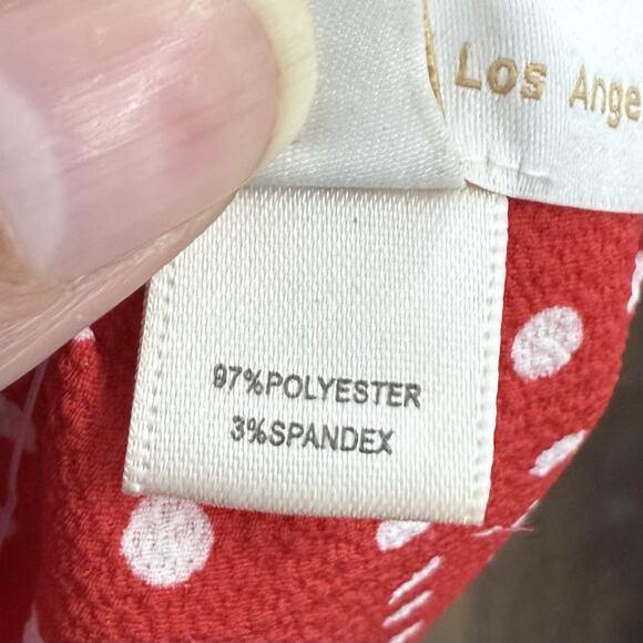 New Monteau Los Angeles Red Polka Dot Scalloped Halter Tank Sleeveless Blouse XL - Picture 10 of 11